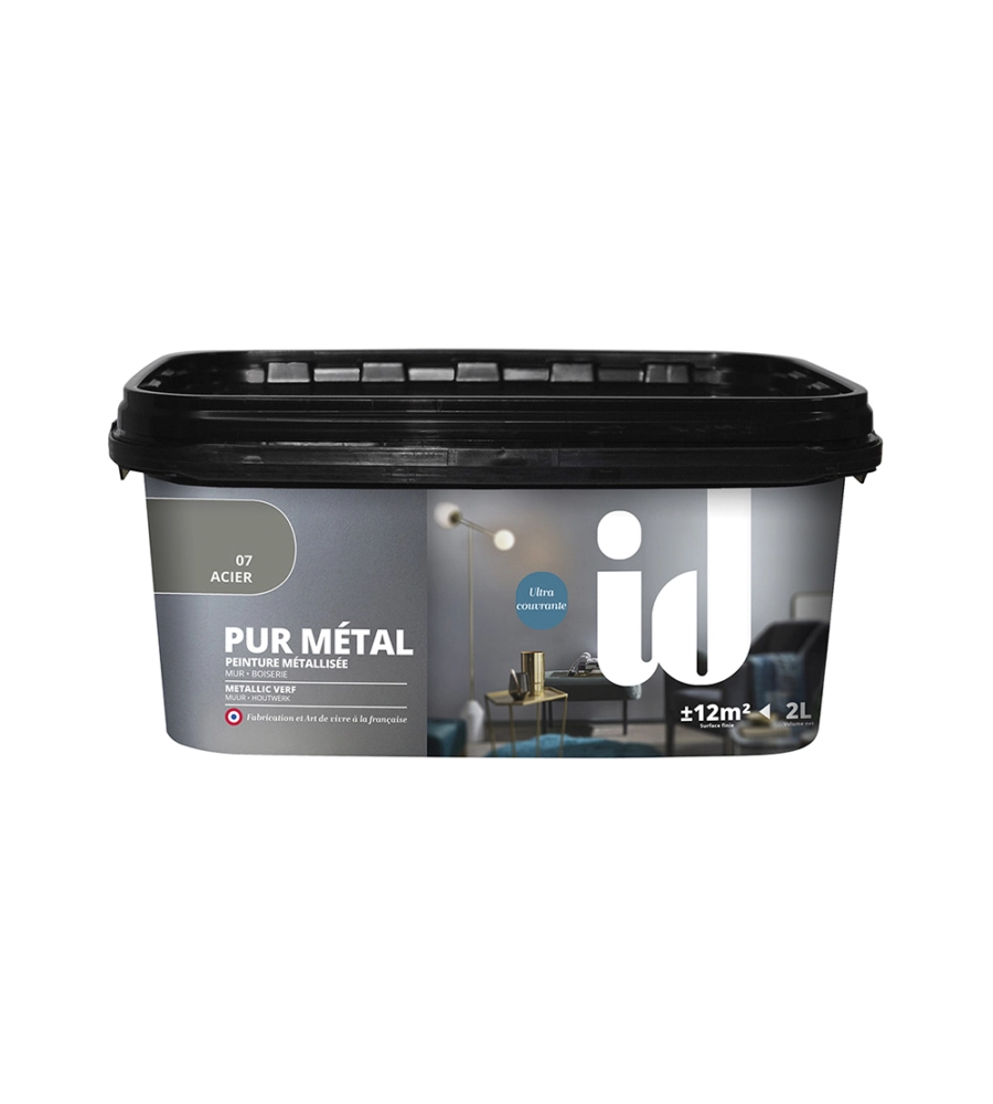 Vernice metallica lavabile  "pure platine" colore acciaio - 2 lt